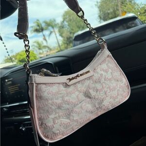 Juicy Couture Light Pink Jacquard Chain Shoulder Bag